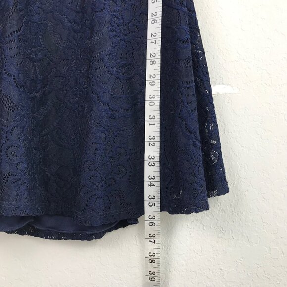 Lulus Absolutely Adorable Lace Backless Skater Dress Navy Size Medium - Picture 10 of 10
